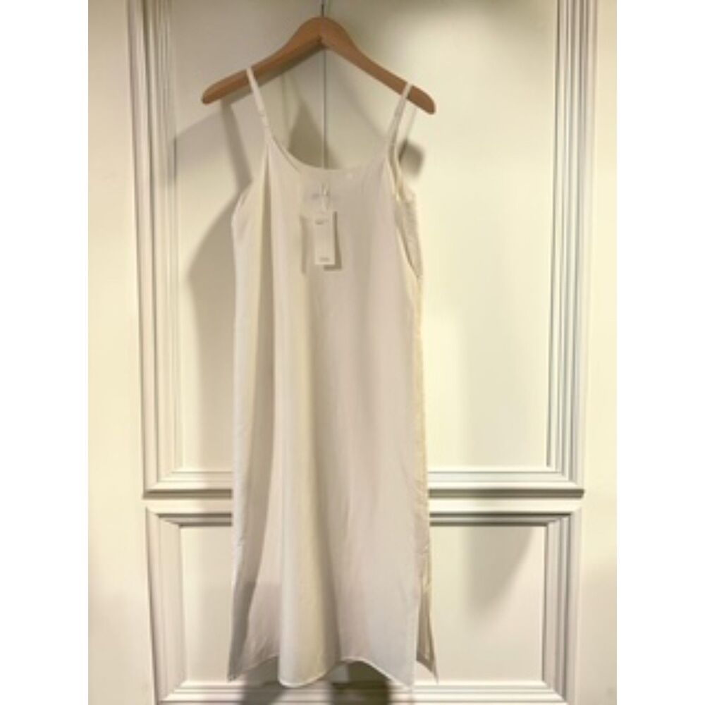 Eileen Fisher NWT Sandwashed Tencel Cami Slip Midi Dress Soft Off White/ XXS